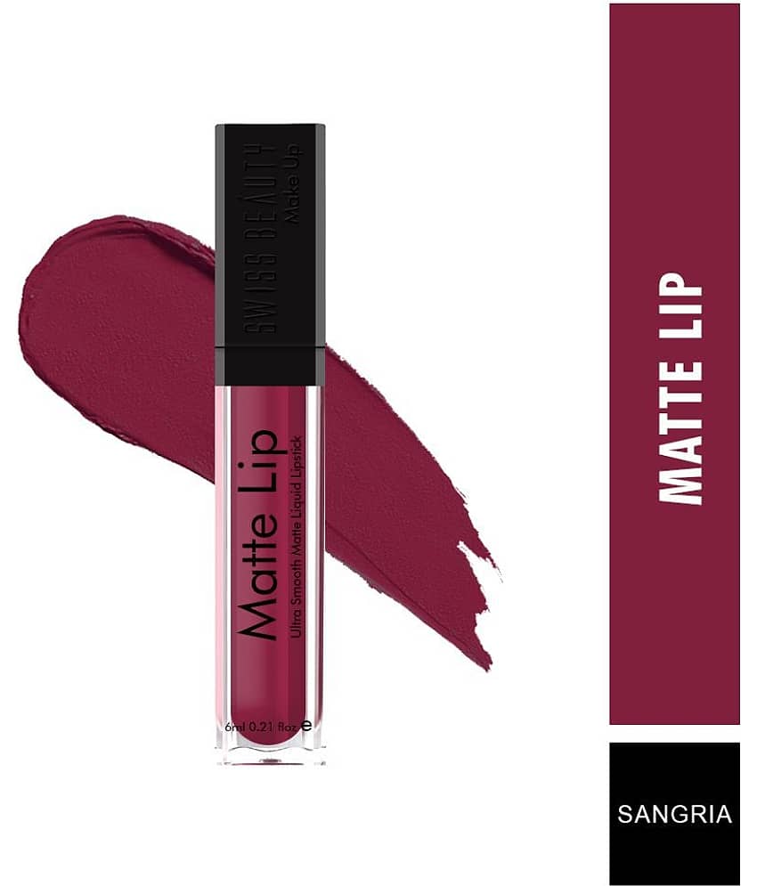 Swiss Beauty Matte Liquid Lipstick (Sangria), 6ml view 2