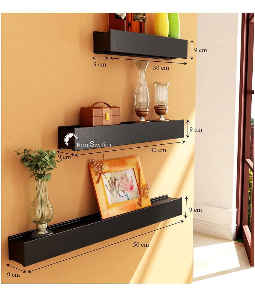 Home Sparkle Floating Shelves Black MDF - Pack of 3 view 2