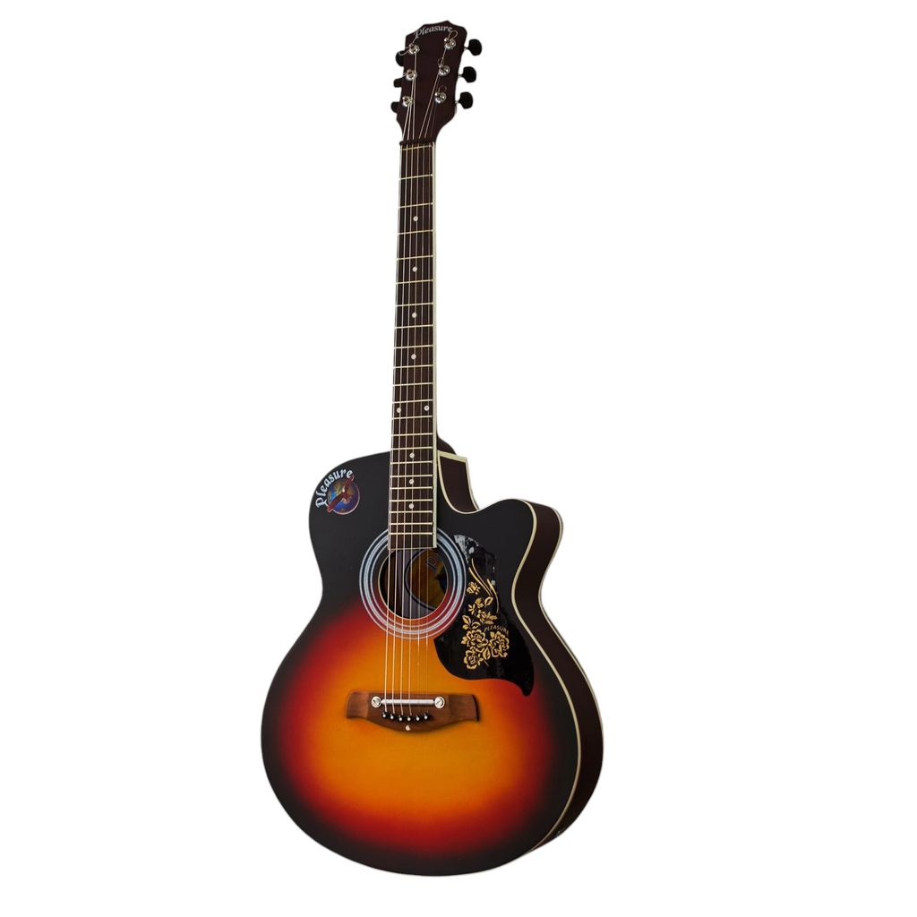 Sunburst Acoustic Guitar with Cutaway & Pickguard - 6-String Musical Instrument view 2