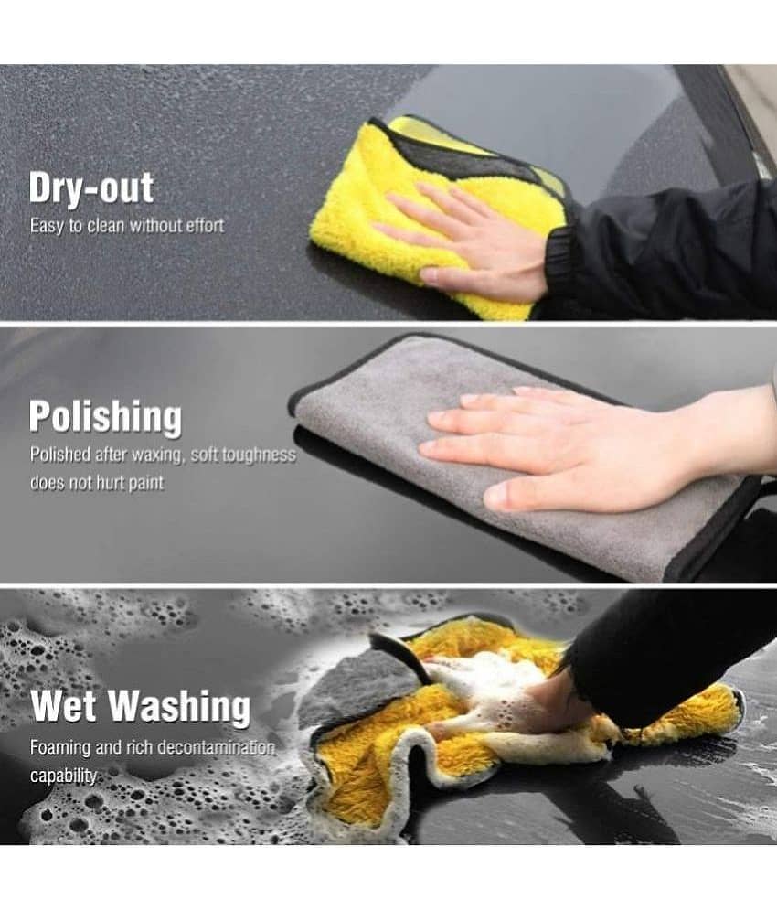 Auto Hub Yellow 800 GSM Microfiber Cloth For Automobile ( Pack of 2 ) view 2