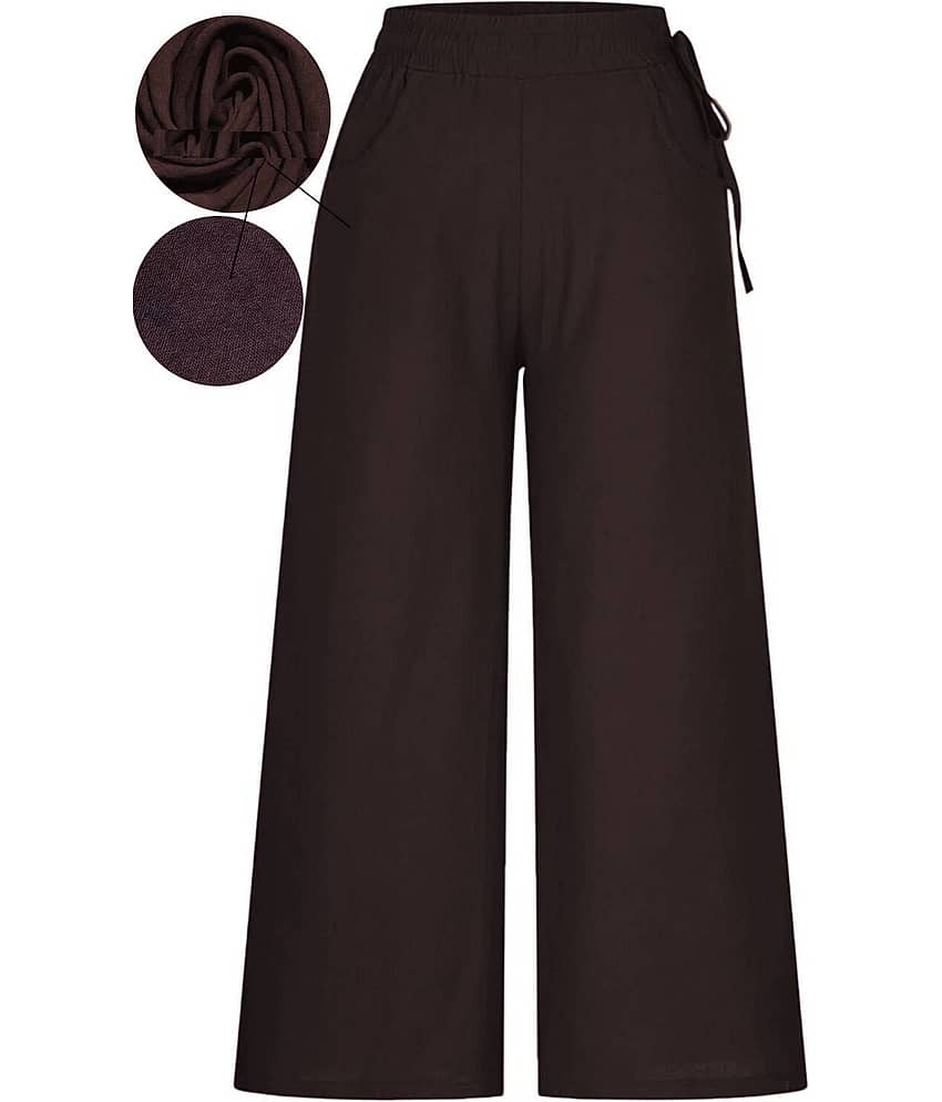 kotty Women Cotton Blend Casual Trousers ( Brown ) view 2