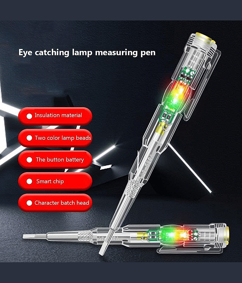 Electrical Tester Pen, 70-250V Induction Power Detector Pen Electrical Screwdriver Circuit Tester, Electrical Tester Pen with LED Color Light, Non-Contact AC Voltage Tester Pen. view 2