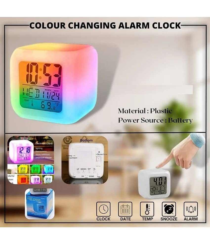 DNM Digital LED Colour Changing Alarm Clock - Pack of 1 view 2