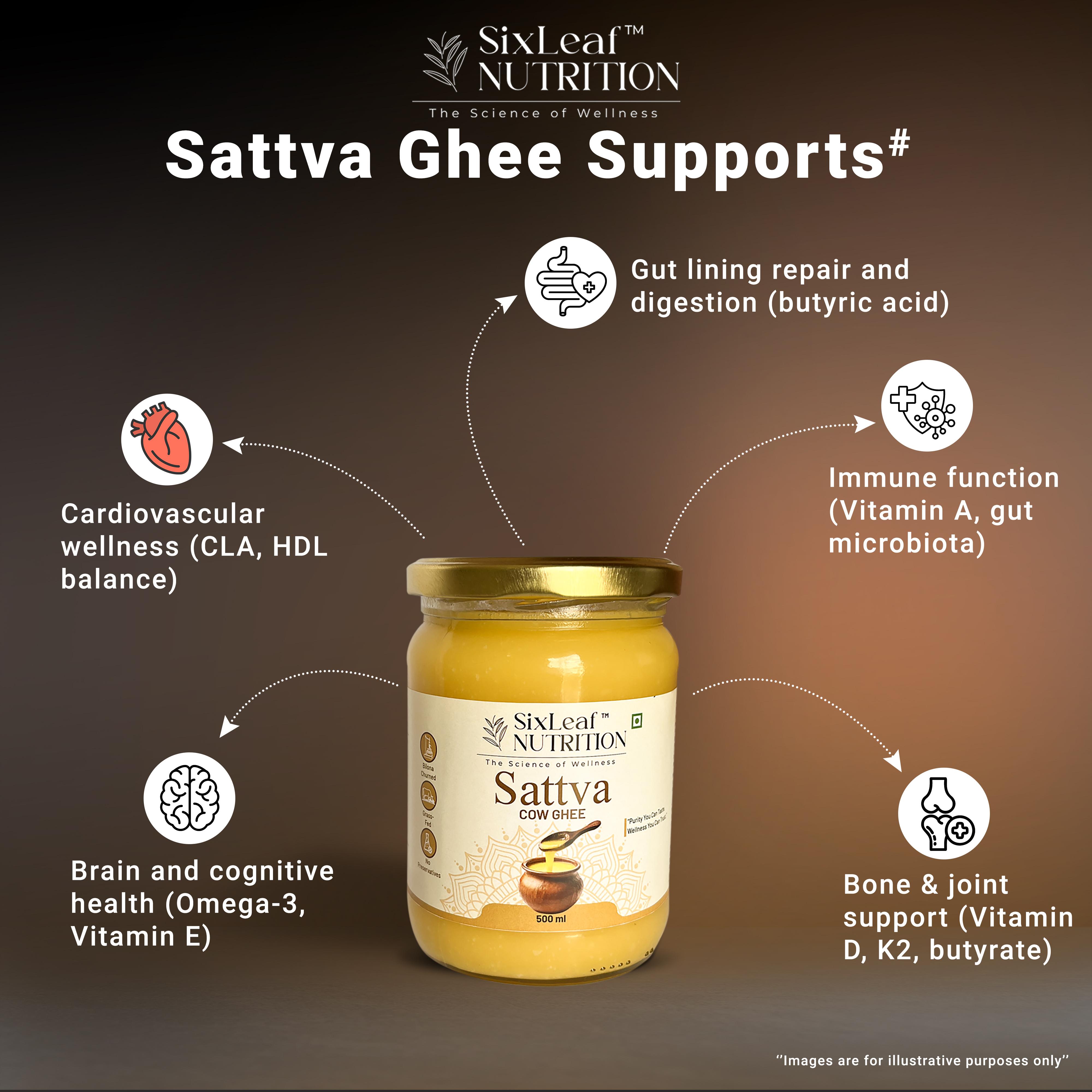 SixLeaf Sattva Cow Ghee 250 ml (Pack of 2) view 2