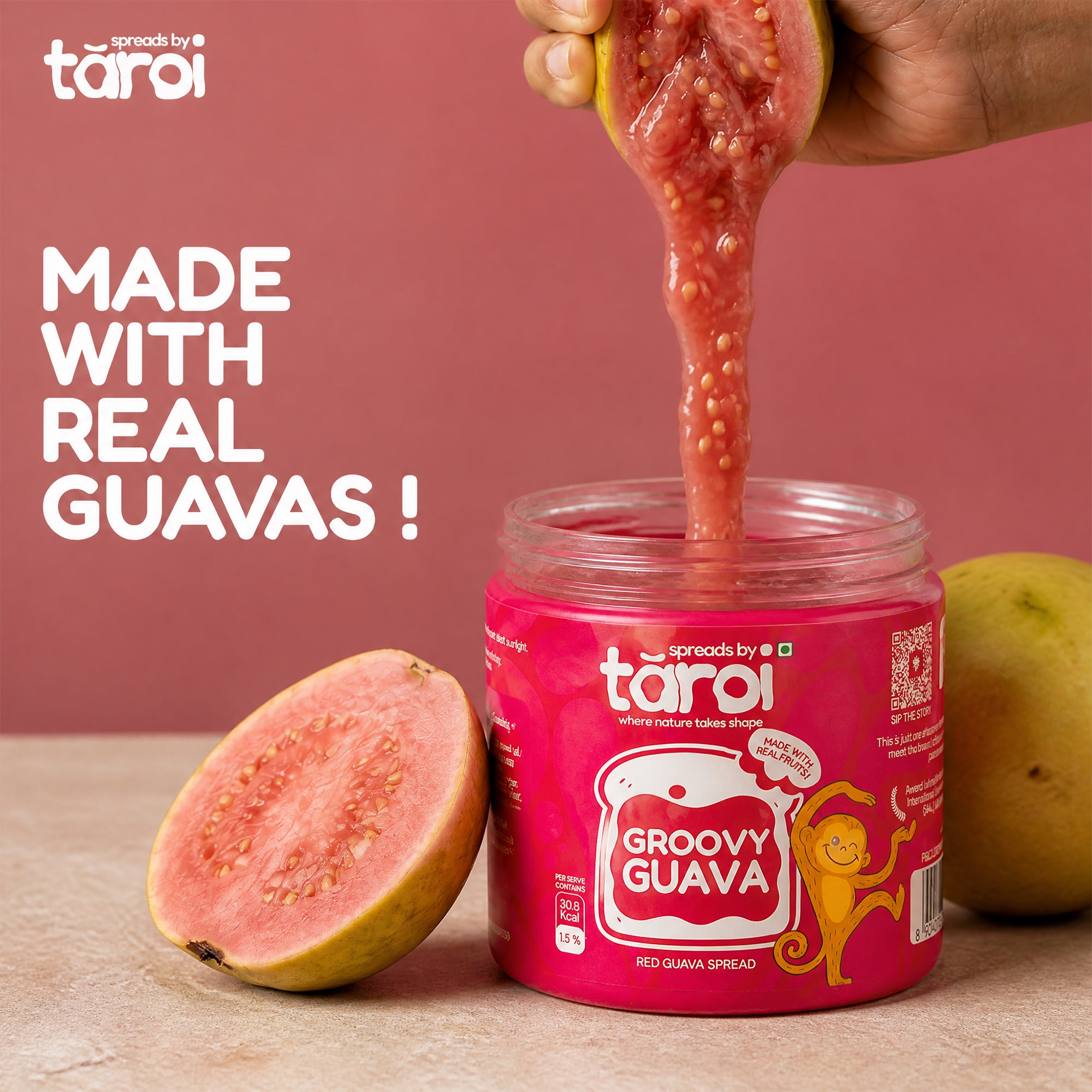 Taroi Red Guava Spread – 400 g | Real Guava Fruit Spread, No Added Sugar view 2