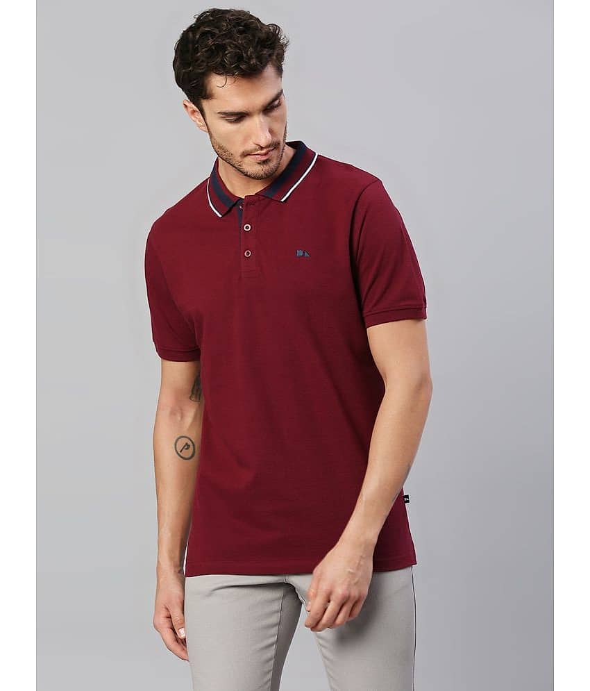 Dennis Lingo - Wine Cotton Blend Slim Fit Men's Polo T Shirt ( Pack of 1 ) view 2