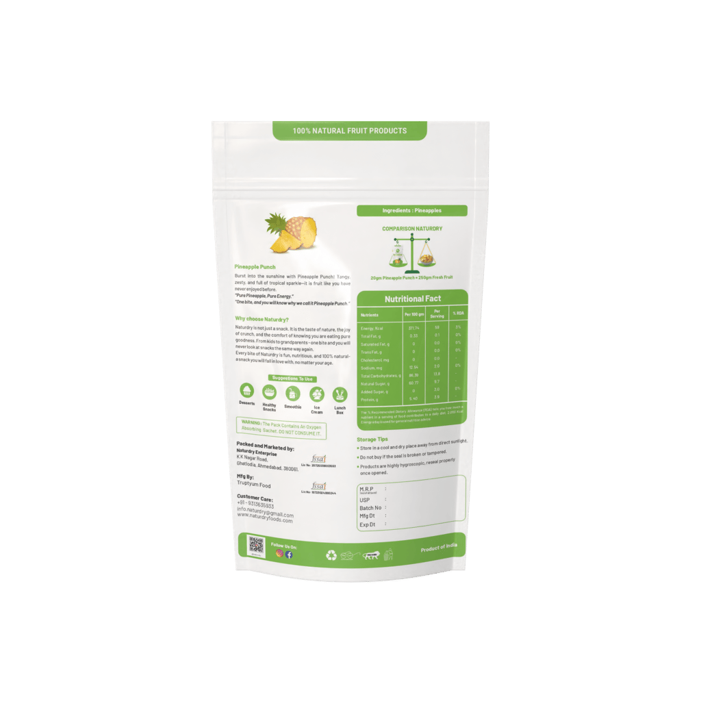 NaturDry Freeze-Dried Pineapple Bites | Crunchy Fruit Snack, Vegan, Preservative Free | 20g - Pack of 2 view 2