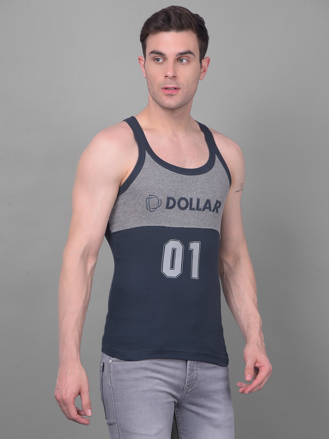 Men's Assorted Pack of 3 Solid Combed Cotton Racerback Styled Gym Vest view 2