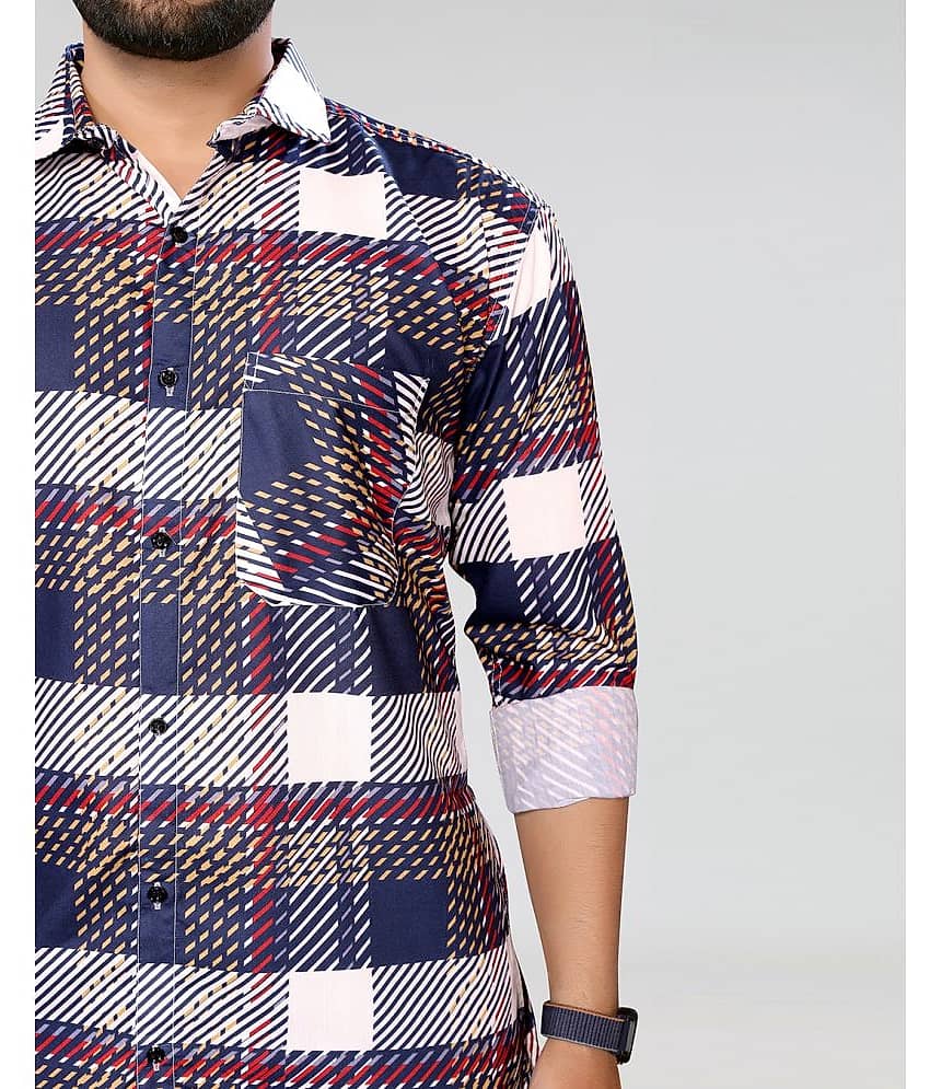 HARPITA 100% Cotton Regular Fit Checks Full Sleeves Men's Casual Shirt - Navy ( Pack of 1 ) view 2