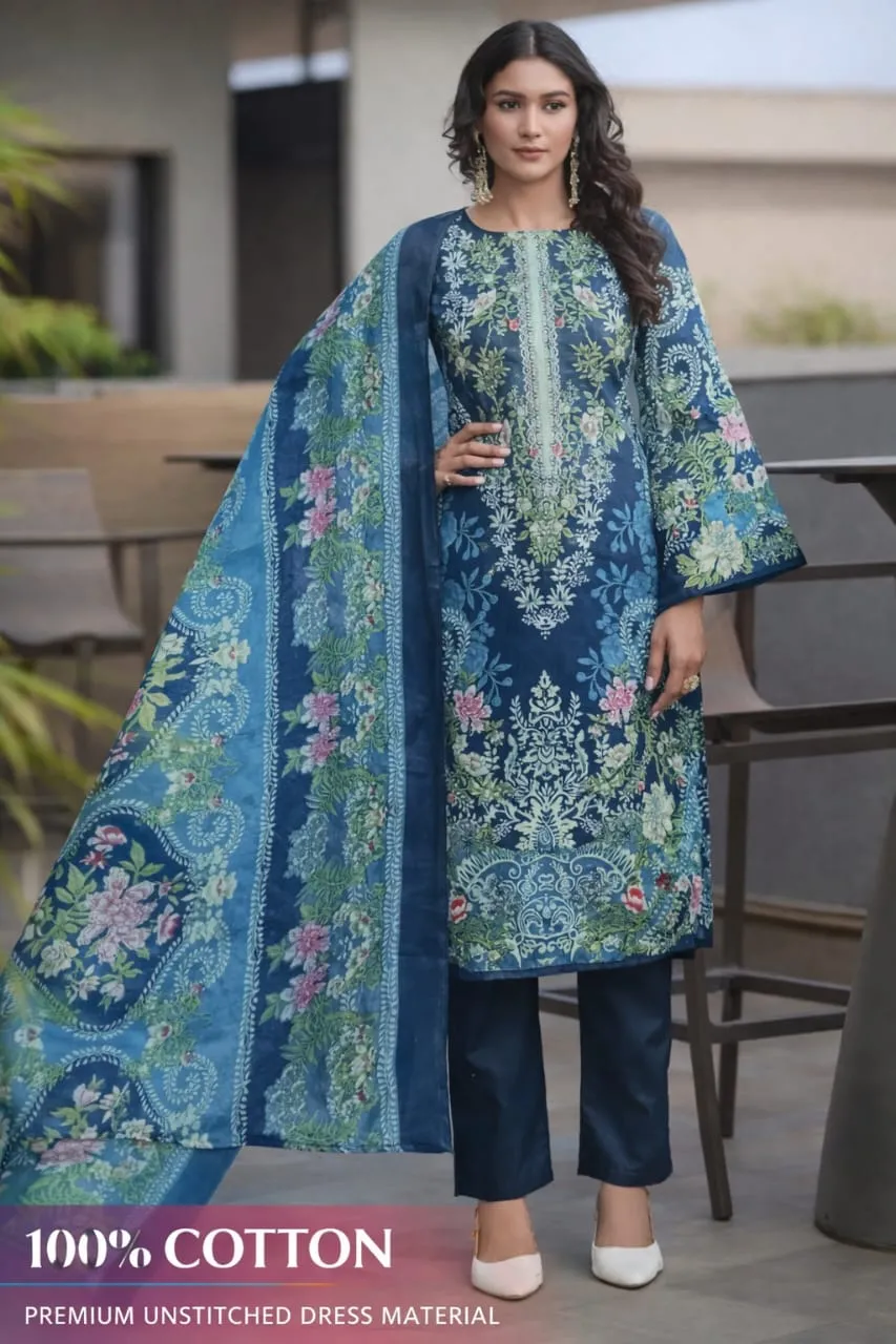 Fabric pure cottonPakistani style Embroidery or printed unstitched dress material..