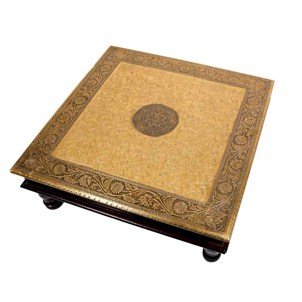 Wood To Cart® Pooja Bajot Stool/Pooja Decor/Chowki/Patla/Chowki for Daily Prayer/Sitting Chowki for All Purpose (Gold bajot-12x12x6 inches) view 2