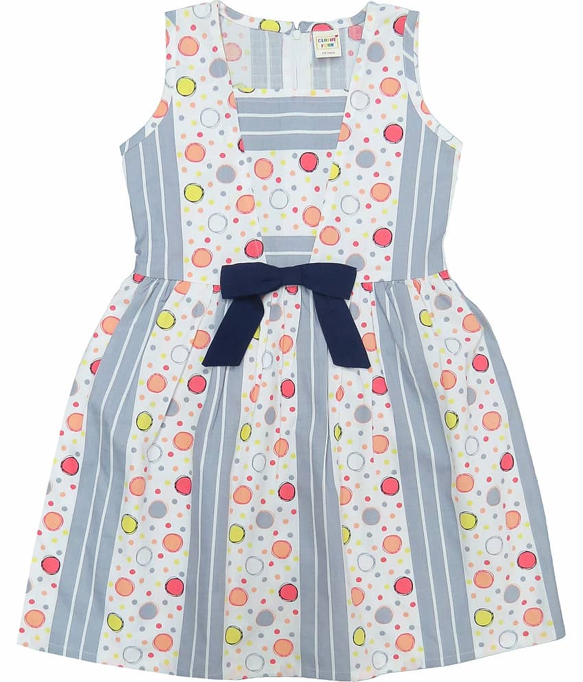 Clothe Funn Cotton Frock For Girls ( Pack of 1 , Grey )