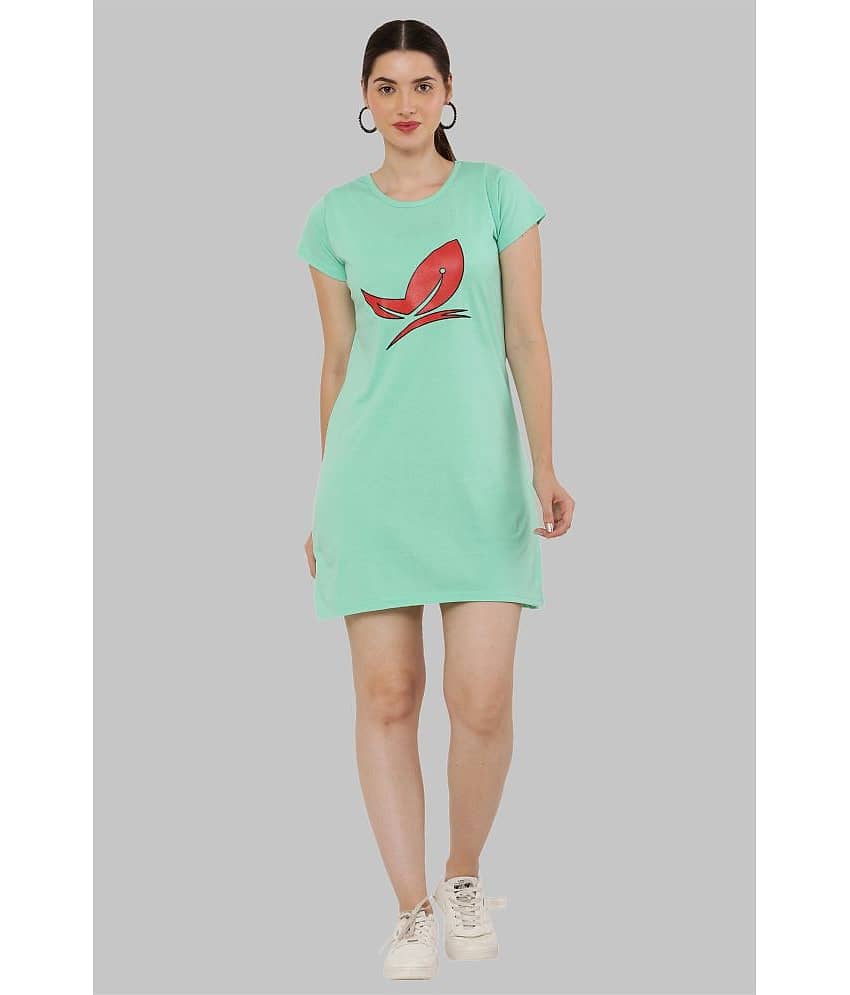 PREEGO - Lime Green Cotton Blend Women's Nightwear Night T-Shirt ( Pack of 1 ) view 2