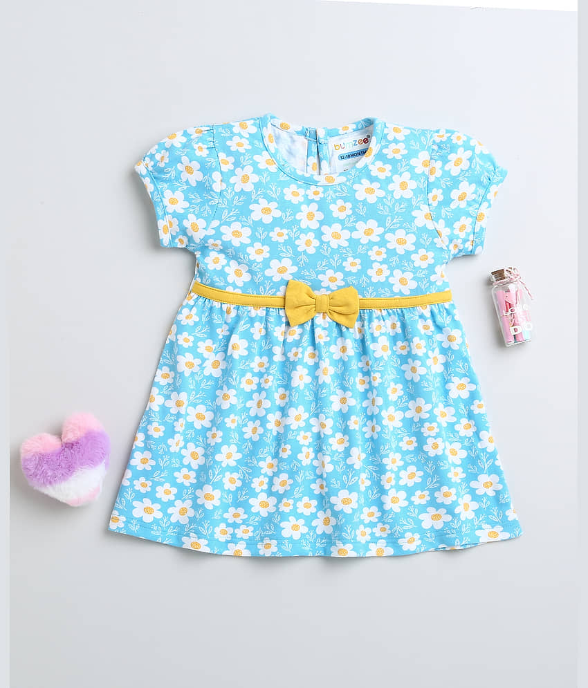 BUMZEE Pack of 1 Baby Girls Cotton Frock ( Blue )