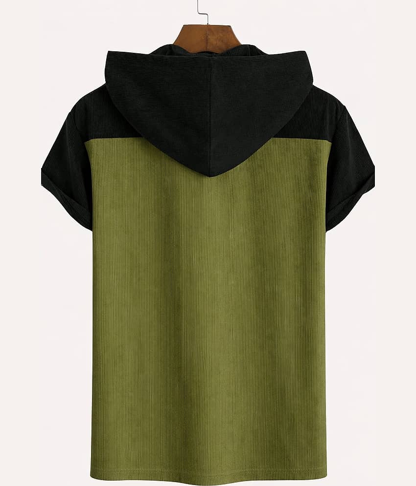 RodZen Women Poly Cotton Oversized Fit Hooded T-Shirt ( Green ) view 2