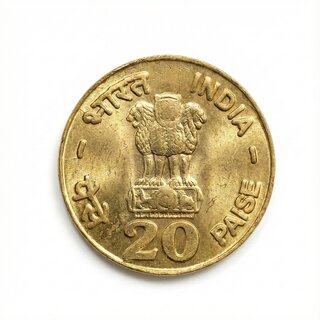 Lotus 20 Paise 1972 Food For All, India old Brass Small Coin Silver Variant view 2