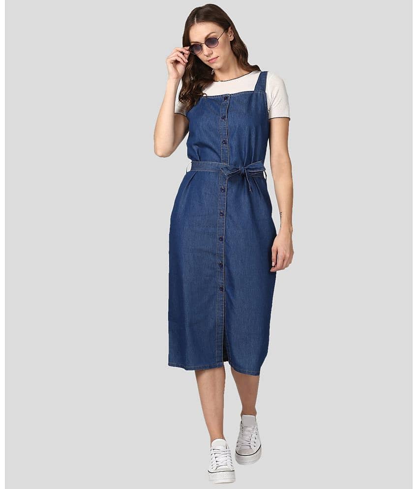 StyleStone Women Denim Fit & Flare Dress ( Blue ) view 2