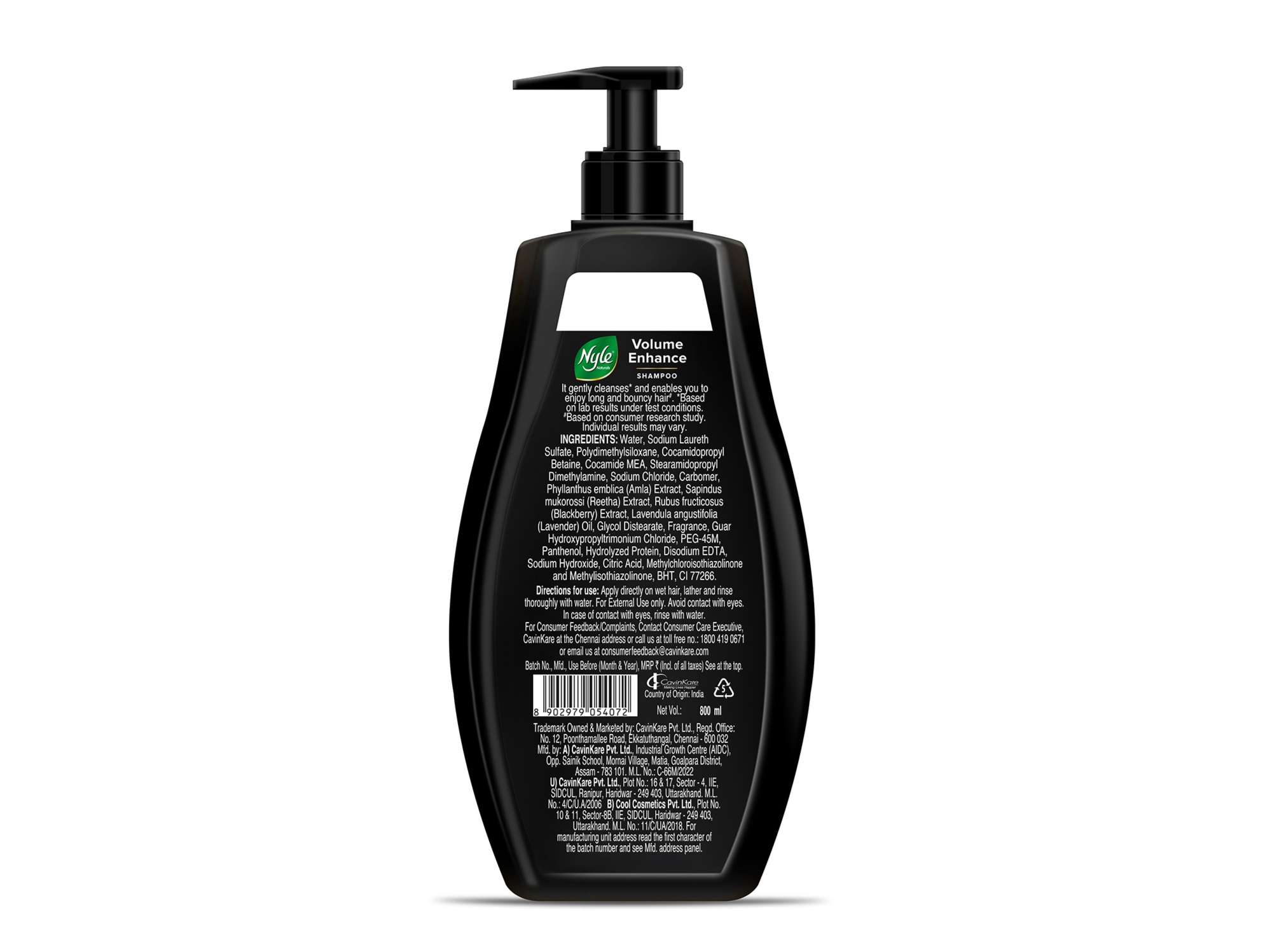 Nyle Naturals Volume Enhance Anti Hairfall Shampoo, With Reetha, Blackberry, PH balanced & Paraben free, For Men & Women 800 ml view 2