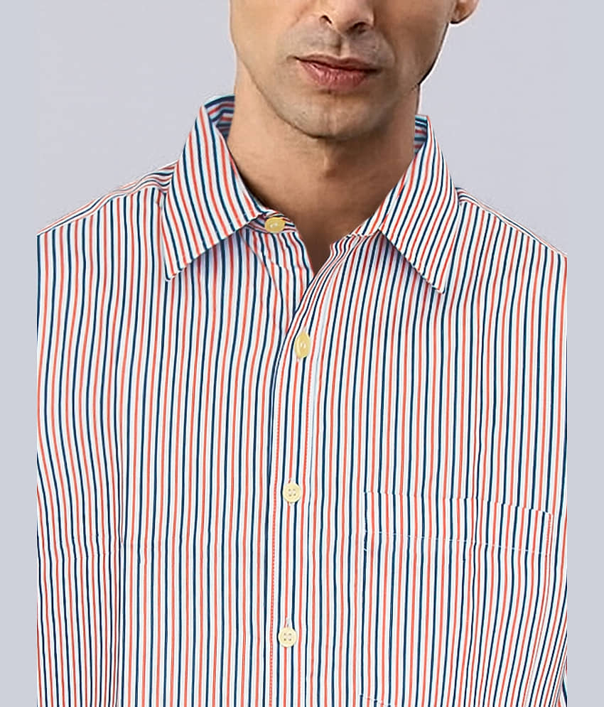 plounge Silk Regular Fit Striped Full Sleeves Men's Casual Shirt - Multicolor 1 ( Pack of 1 ) view 2