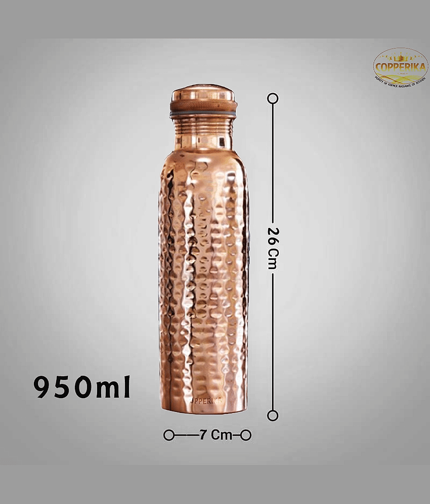 Copperika Gift Set Hammered Copper Water Bottle With 2 Glass Copper Copper Water Bottle 1550 mL ( Set of 1 ) view 2