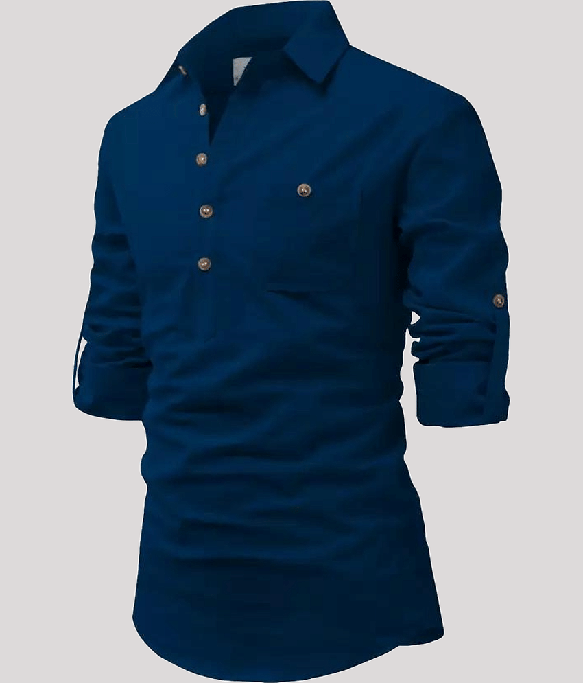 Life Roads Beige Cotton Men's Shirt Style Kurta ( Pack of 1 )