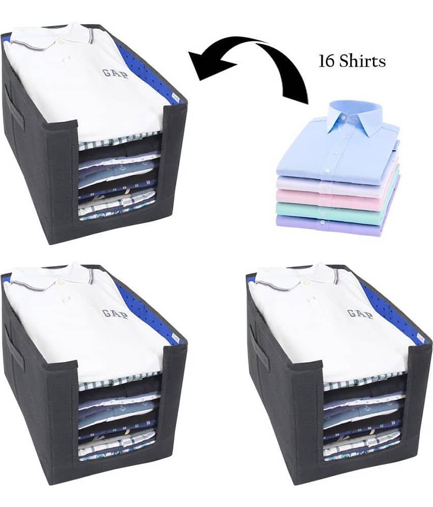 PrettyKrafts Shirt Stacker Closet Organizer - Shirts and Clothing Organizer - (Set of 3) - Beige