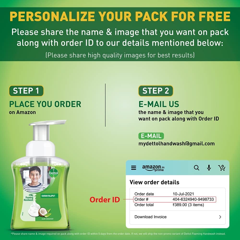 Dettol Foaming Handwash Pump – Personalized, 250ml (Aloe Coconut), Pack of 2, Green (DET-PERS-ALOE-PO2) view 2
