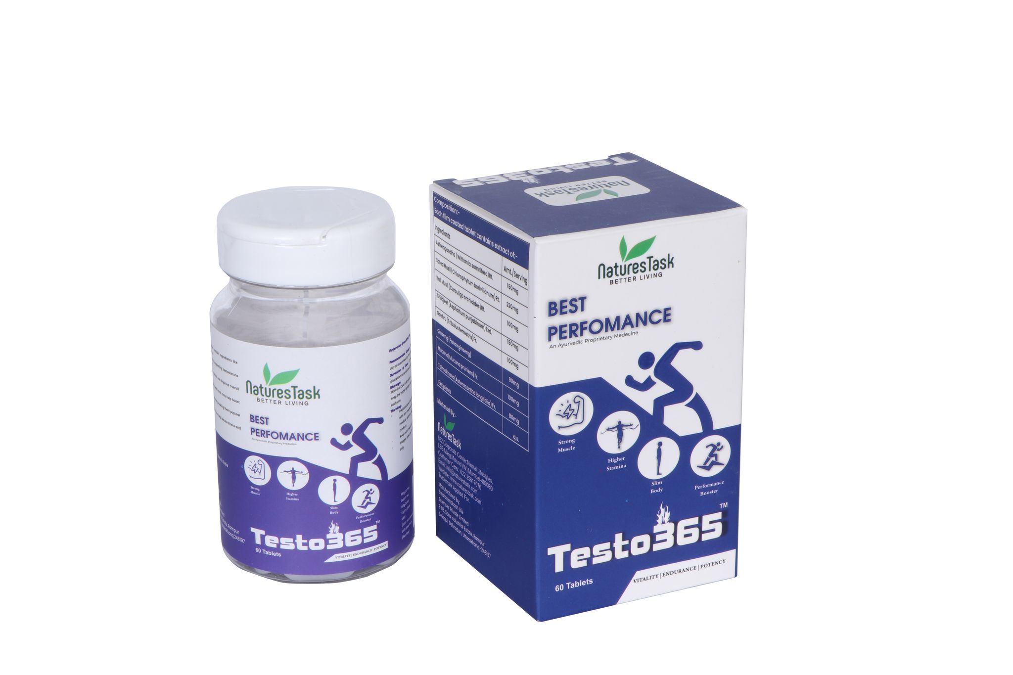 NaturesTask Testo 365 Ayurvedic Performance Enhancement Tablets, 60 Tablets, Natural Testosterone Support for Stamina and Muscle Building view 2