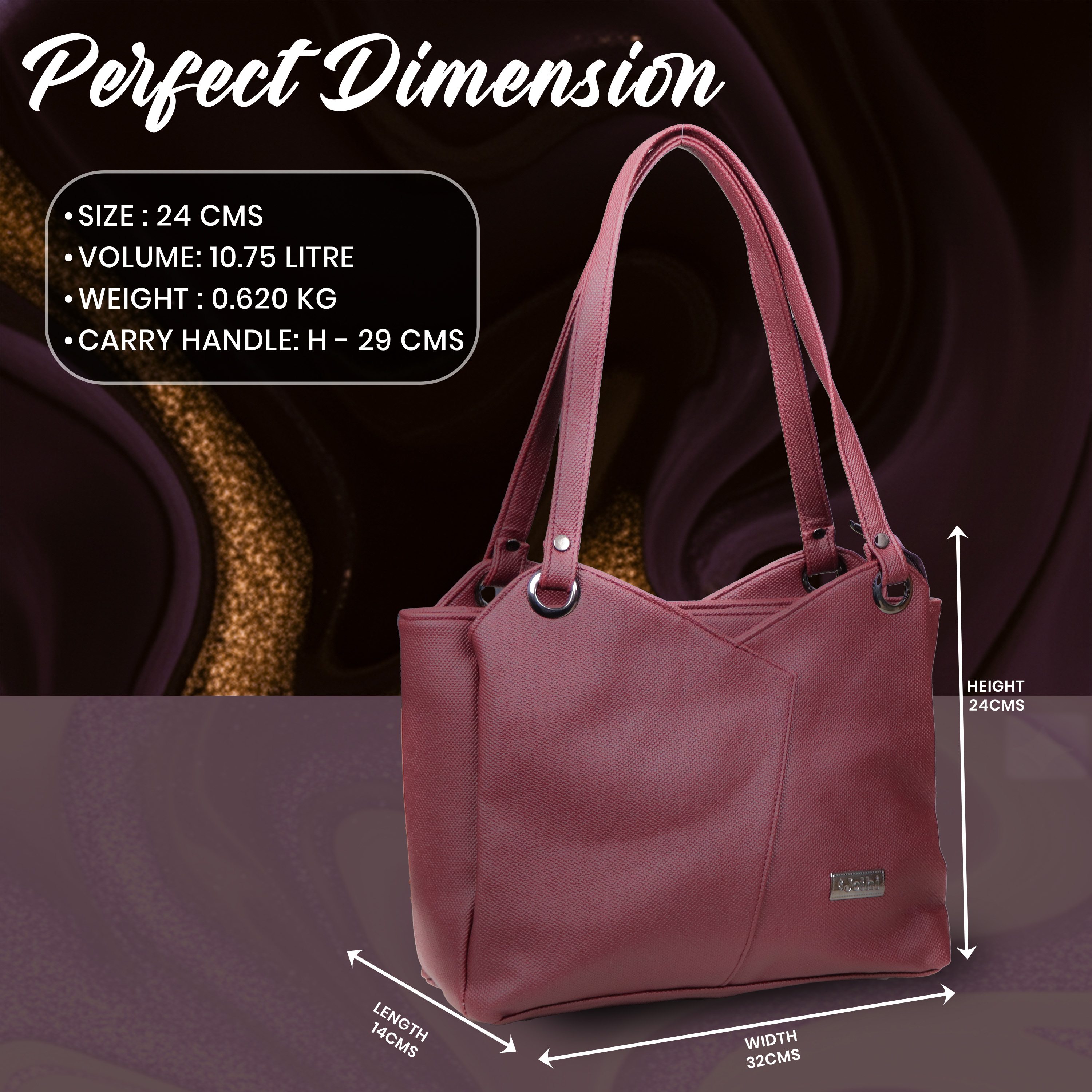 Jothi Belle Premium Women's Handbag | Multi-Compartment Synthetic Leather Tote | Elegant Pebbled Finish | Water-Resistant | Soft Base | 9 Colors Available view 2
