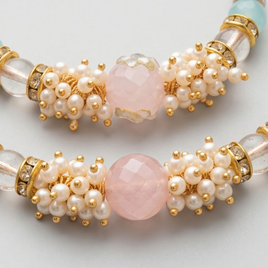 Artisanal Beaded Bracelet Set with Pearl and Stone Accents (set of 2) view 2