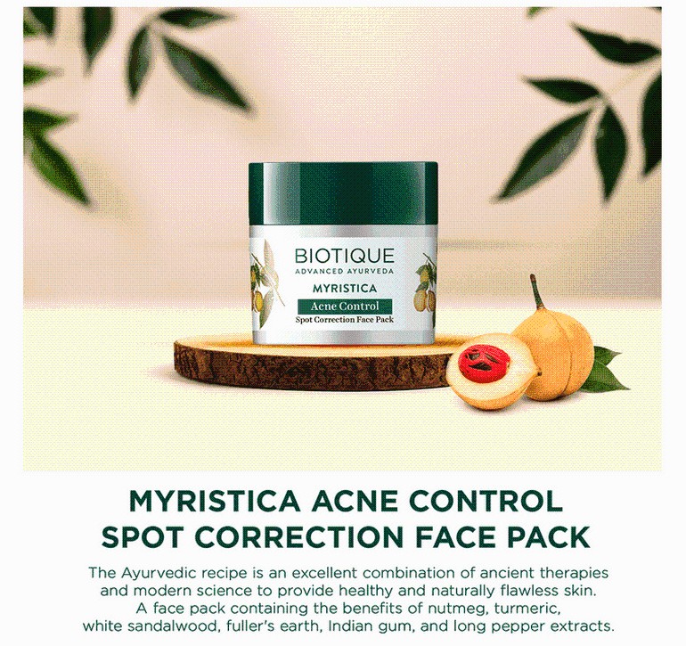 Biotique Myristica Acne Control Spot Correction Face Pack 20gm view 2