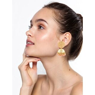 Vivastri Pearl Drops Gold Plated Alloy Jhumka,Jhumki Earrings Guttapusalu for Women & Girls - VIVA2805ERG view 2
