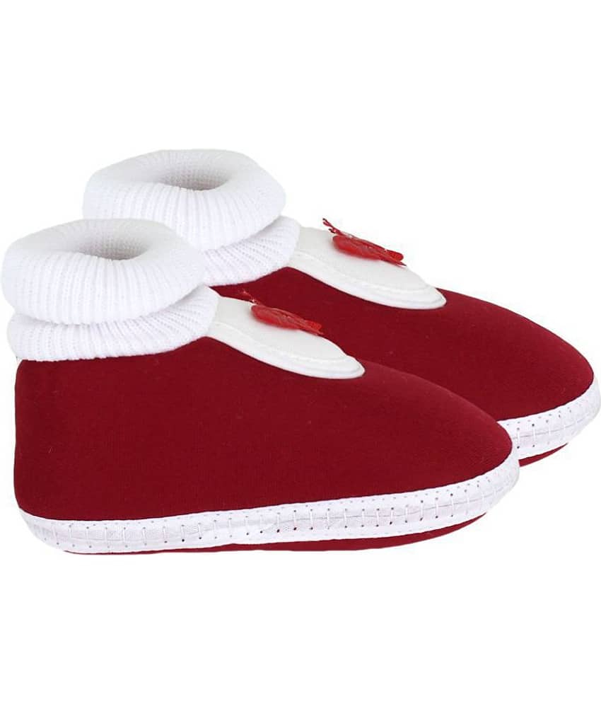 Neska Moda Baby Unisex Butterfly Maroon Booties/Shoes For 0 To 12 Months Infants-BT85 view 2
