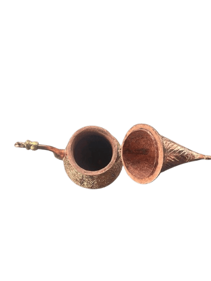 Ornate Copper Turkish Coffee Pot with Lid and Spout view 2