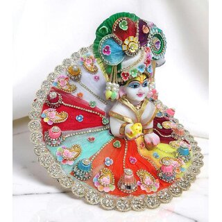 Multicolour Dress for Laddu Gopal Ji Devotional Design, Turban Included view 2
