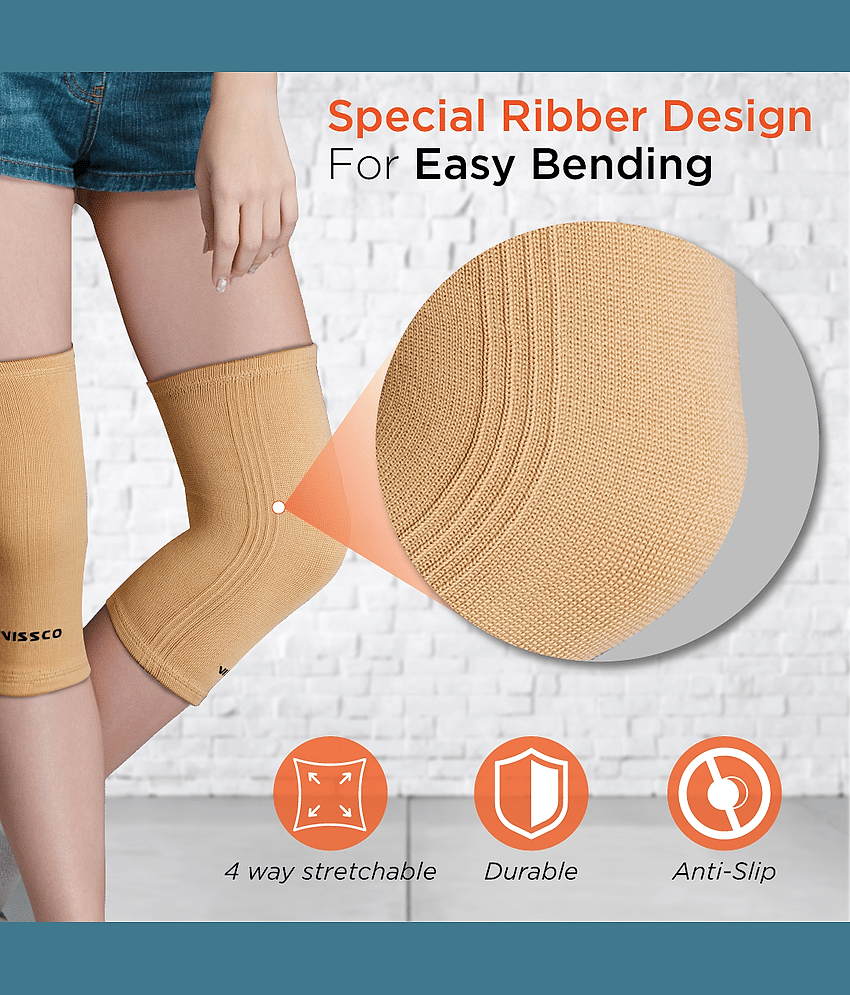 Vissco Unisex Sports Knee Supports Pair of 1 Beige ( L - Size ) view 2