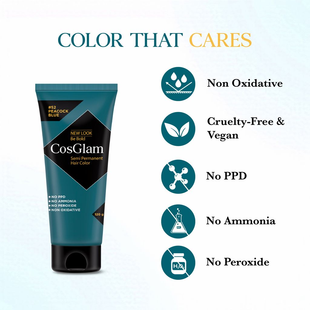 COSGLAM Semi Permanent Hair Color Peacock Blue 120g and Hair Highlighter Kit 115g, Highlights Hair Dye view 2
