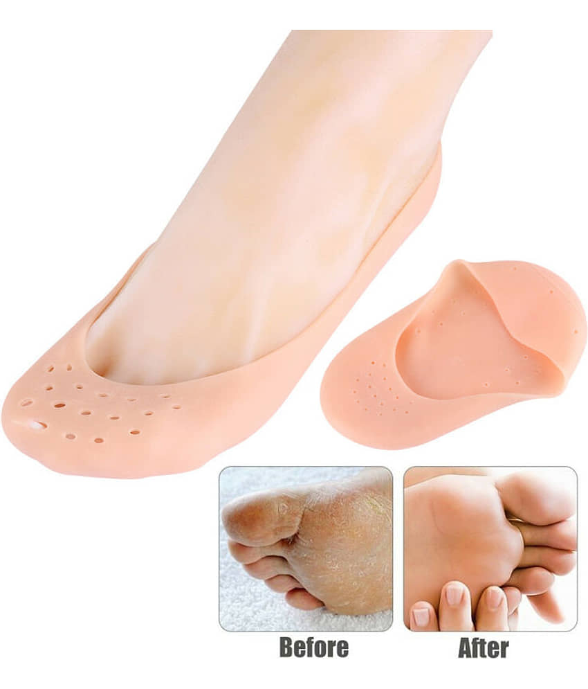 eComKaaj™ Silicone Smiling Foot Anti-Chapped Moisturizing Silicone Full Socks 3 Pair Free Size view 2