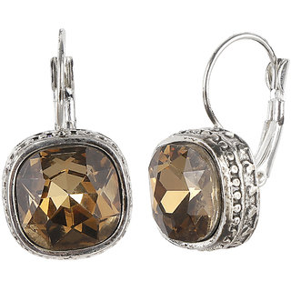 Crystal Stud Earrings for Girls Brass Material Made in India Earrings for Women's Fashion Jewellery for Party view 2