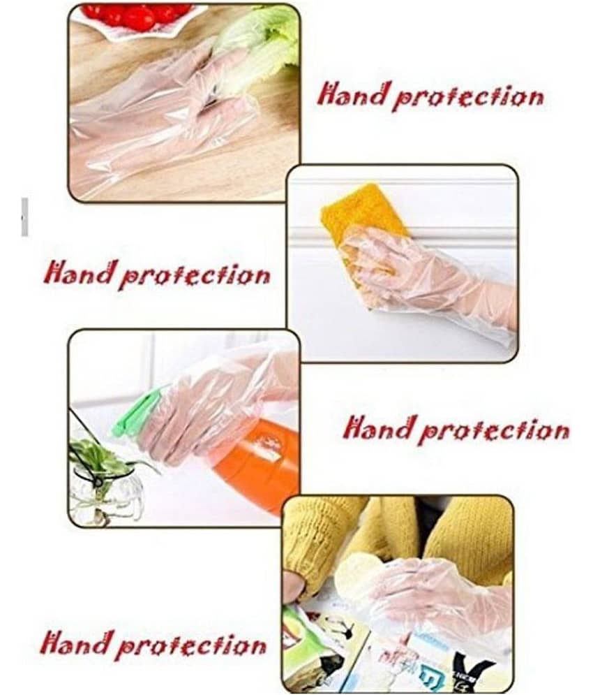 Sleek Transparent Disposable Plastic Universal Size Cleaning Glove view 2