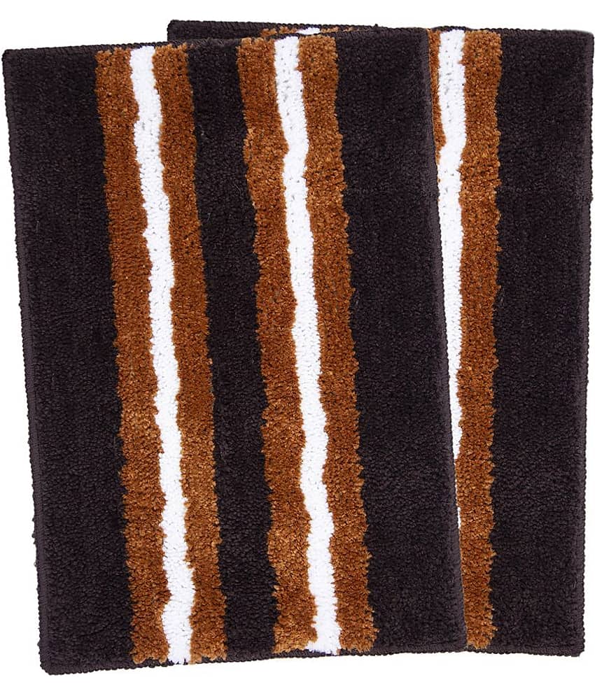 Aazeem Antiskid Cotton Bath Mat 40x60 cm ( Pack of 2 ) Black view 2