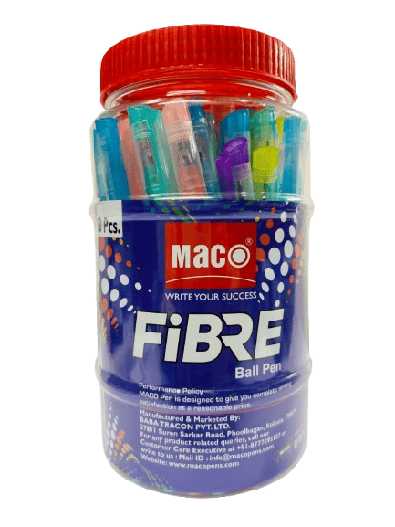 Maco Fibre Jar of 50|Pens with comfortable Grip for smooth writing| Cool and elegant 5 Colors Ball Pen (Pack of 50, Ink Color - Blue) view 2