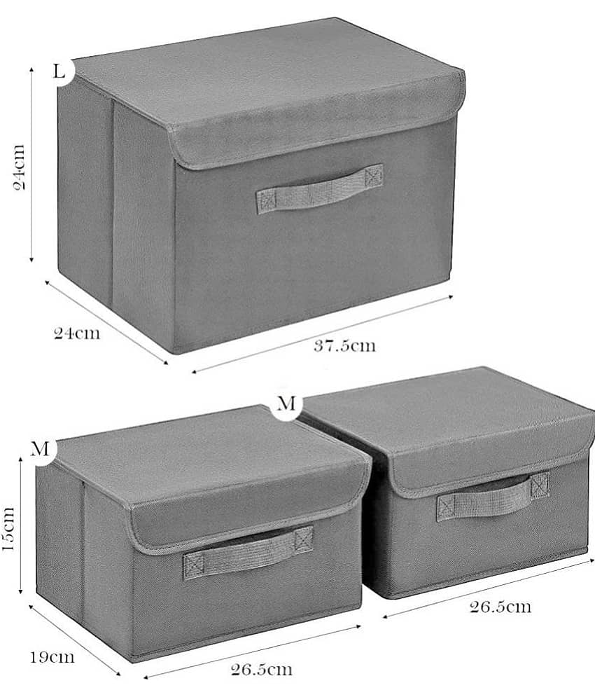 House Of Quirk Set of 3 Polyester Storage Stool view 2