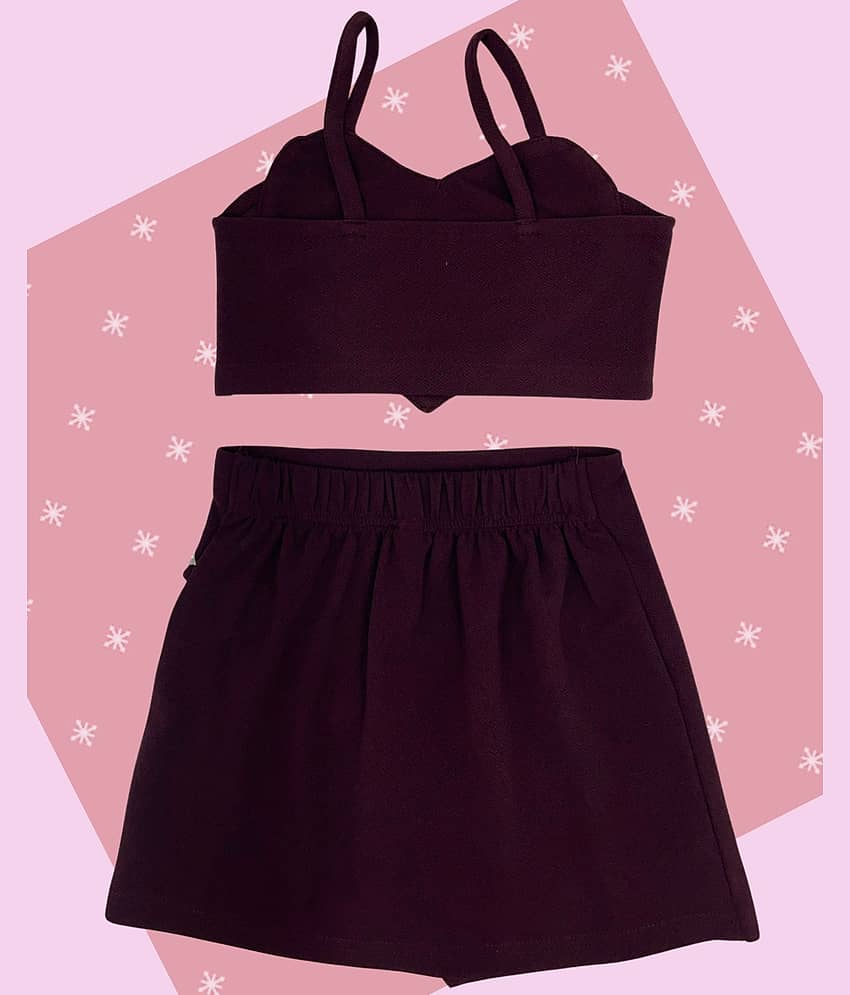 Addyvero Pack of 1 Girls Polyester Top With Skirt ( Maroon ) view 2