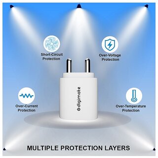 Digimate 25W Type- C to C Charger with 3Amp Cable Compatible with Samsung (Charger & Cable, White) view 2