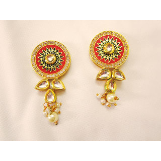 Party wear necklace set with earrings in royal look view 2