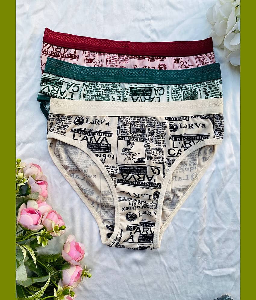 The Tusht Pack of 3 Cotton Blend Hipster For Women ( Multi Color )