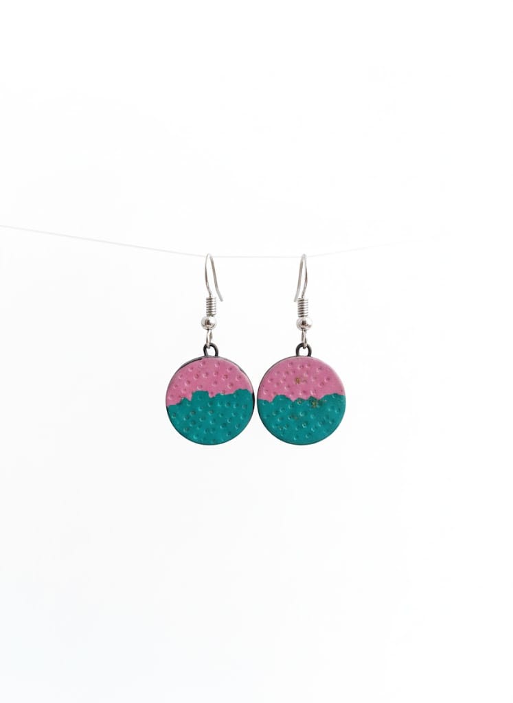 PINK AND BLUE TERRACOTA EARRING