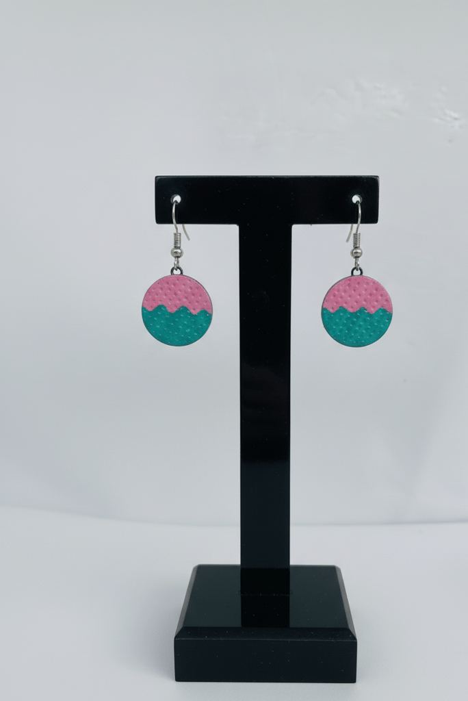 PINK AND BLUE TERRACOTA EARRING view 2