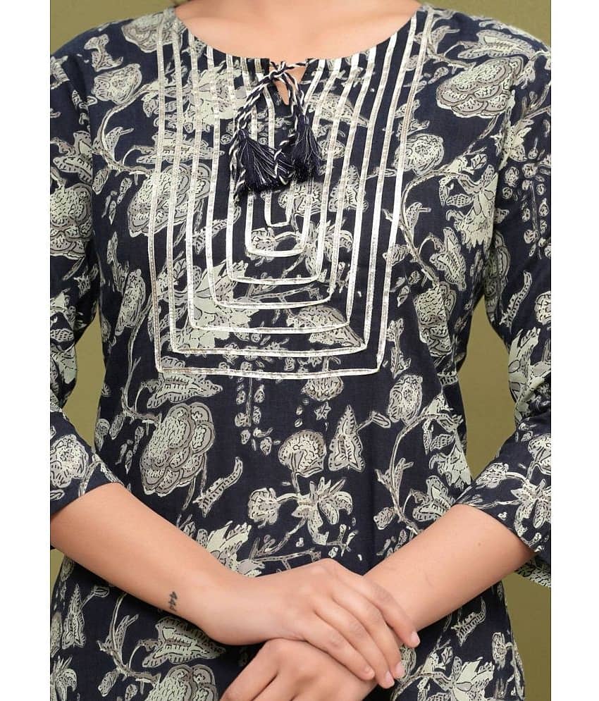 Glorious Cotton Printed Straight Women's Kurti - Blue ( Pack of 1 ) view 2